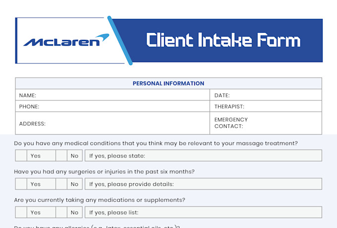 design your client intake form